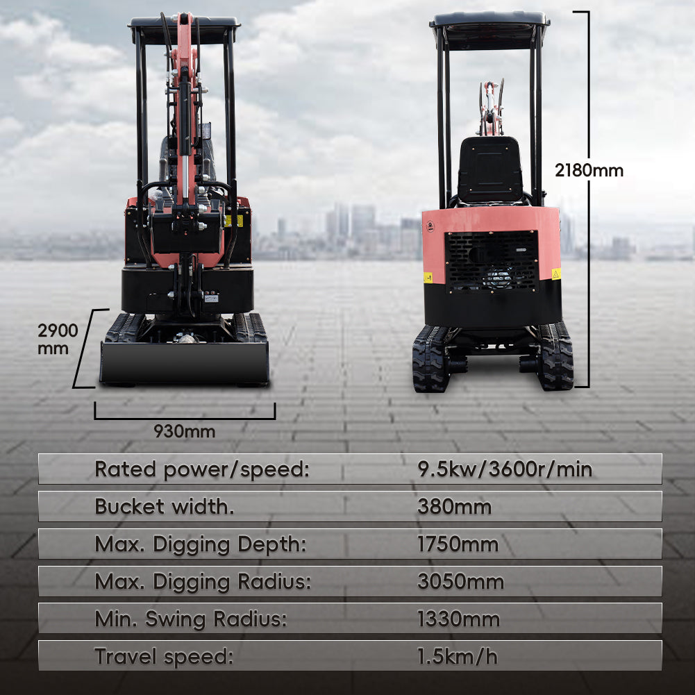 MMS MS10 1-Ton Mini Excavator – 13.5 HP Briggs & Stratton