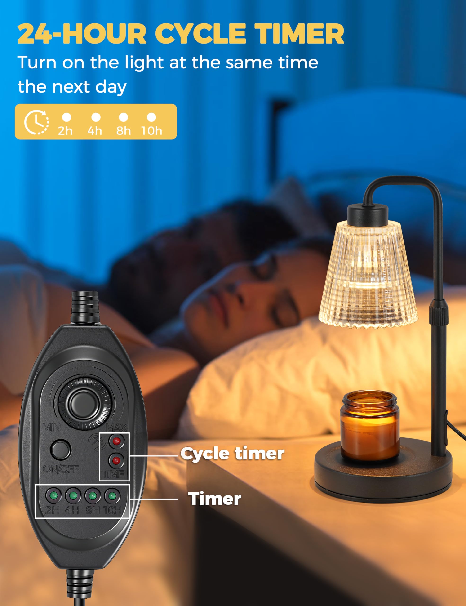 Candle Warmer Lamp with Timer & Dimmable Light for Home Décor and Gifts