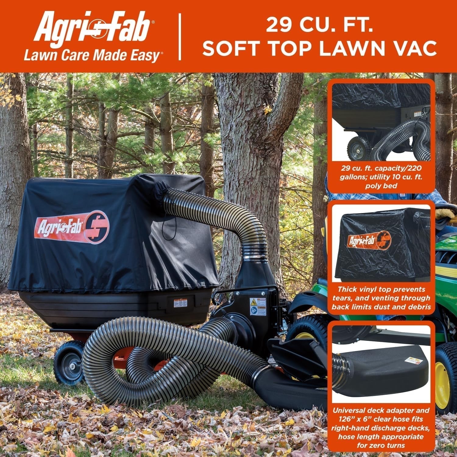 Agri-Fab Tow-Behind Lawn & Leaf Vacuum – 50 cu ft, 5 HP Briggs