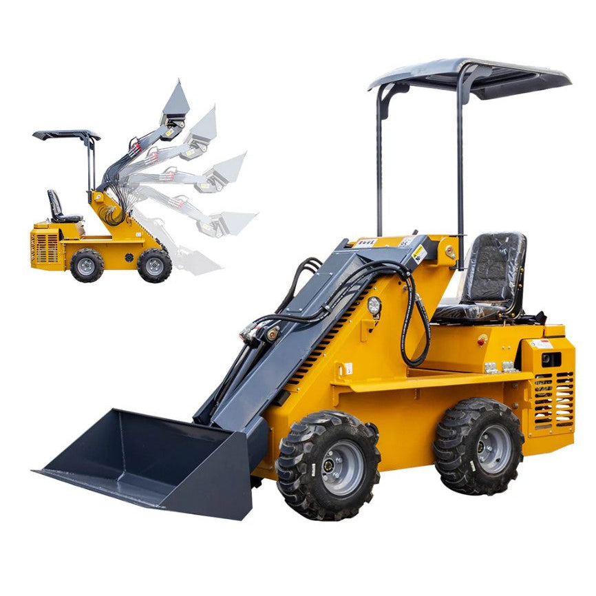 Mini ride-on skid steer wheel loader with gasoline engine