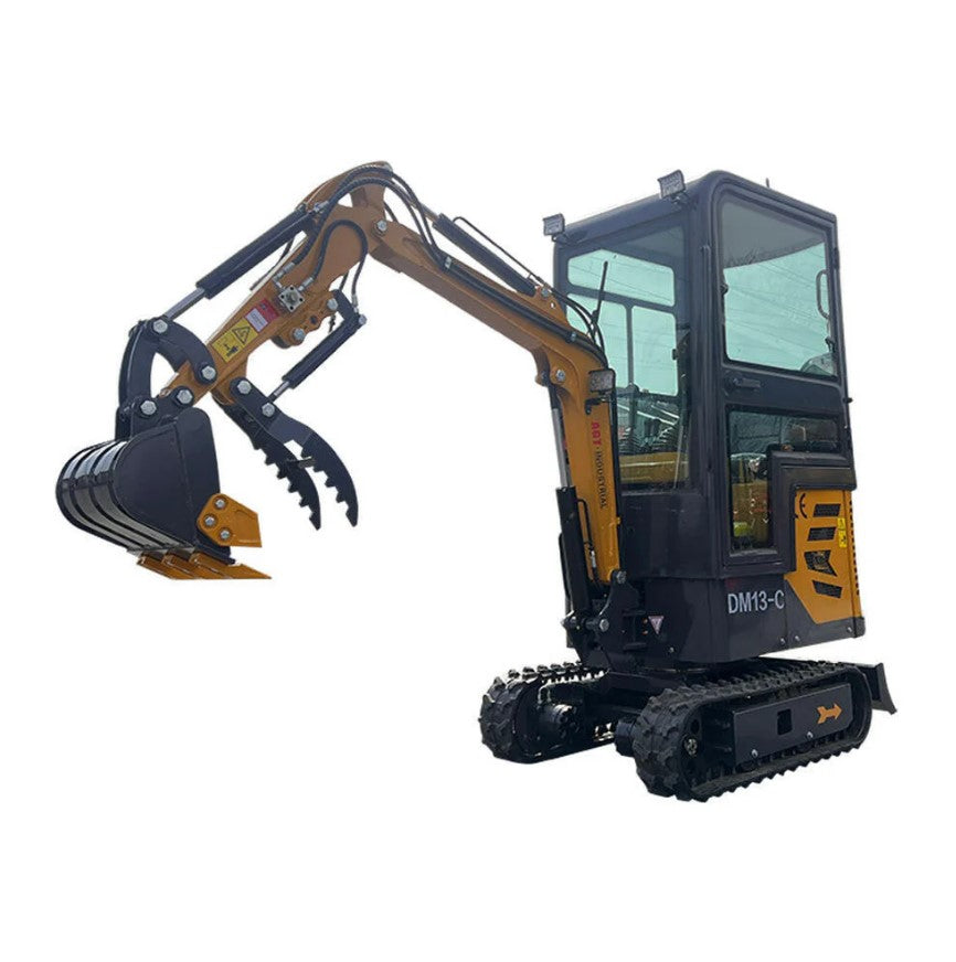 AGT DM13-C 1-Ton Mini Excavator with Cab – Hydraulic Thumb