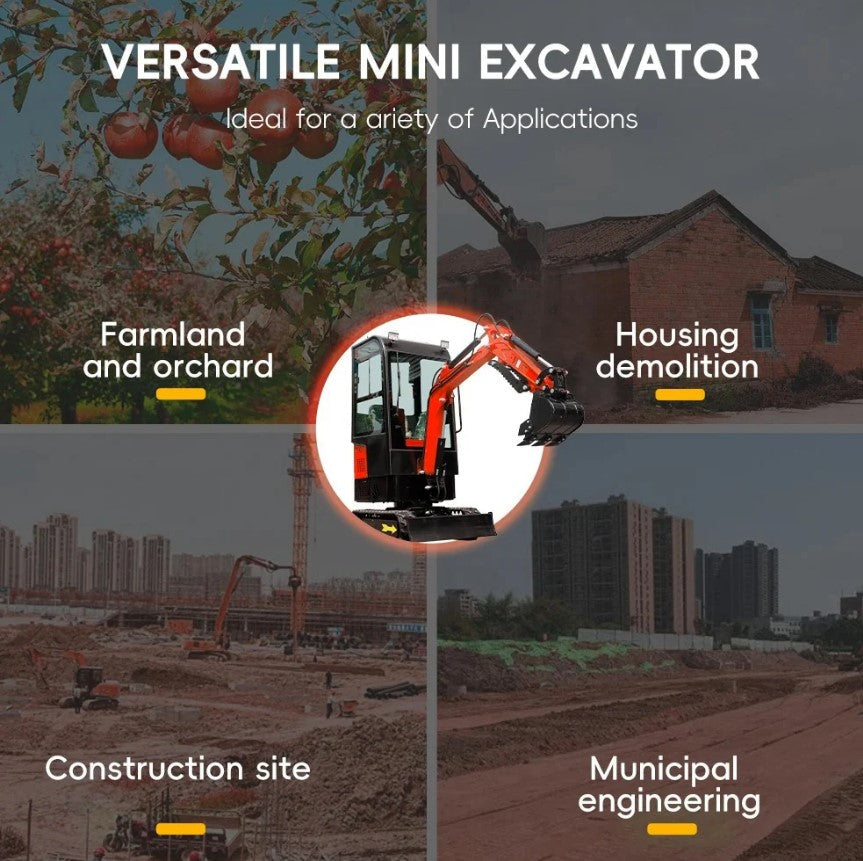 MMS 1-Ton Mini Excavator with Closed Cab – 13.5 HP Gas