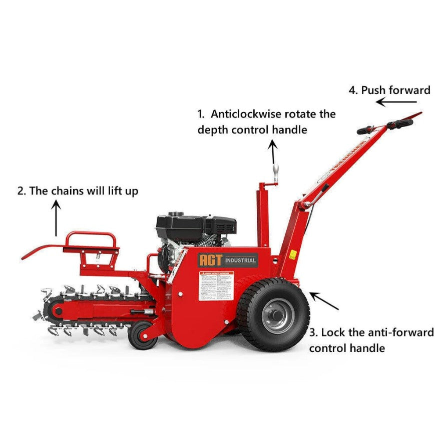 AGT TCR650 Walk-Behind Trencher – 6.5 HP RATO Gas Engine