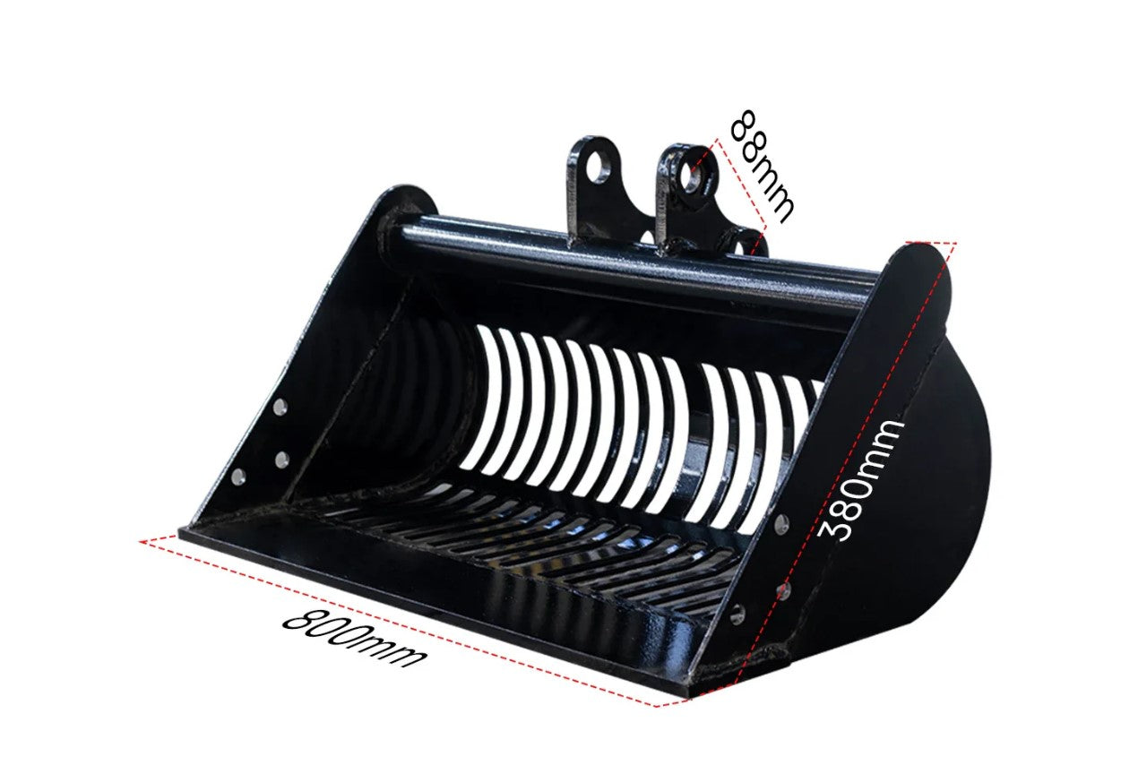 8-Piece Mini Excavator Attachment Set – Buckets, Ripper & Auger