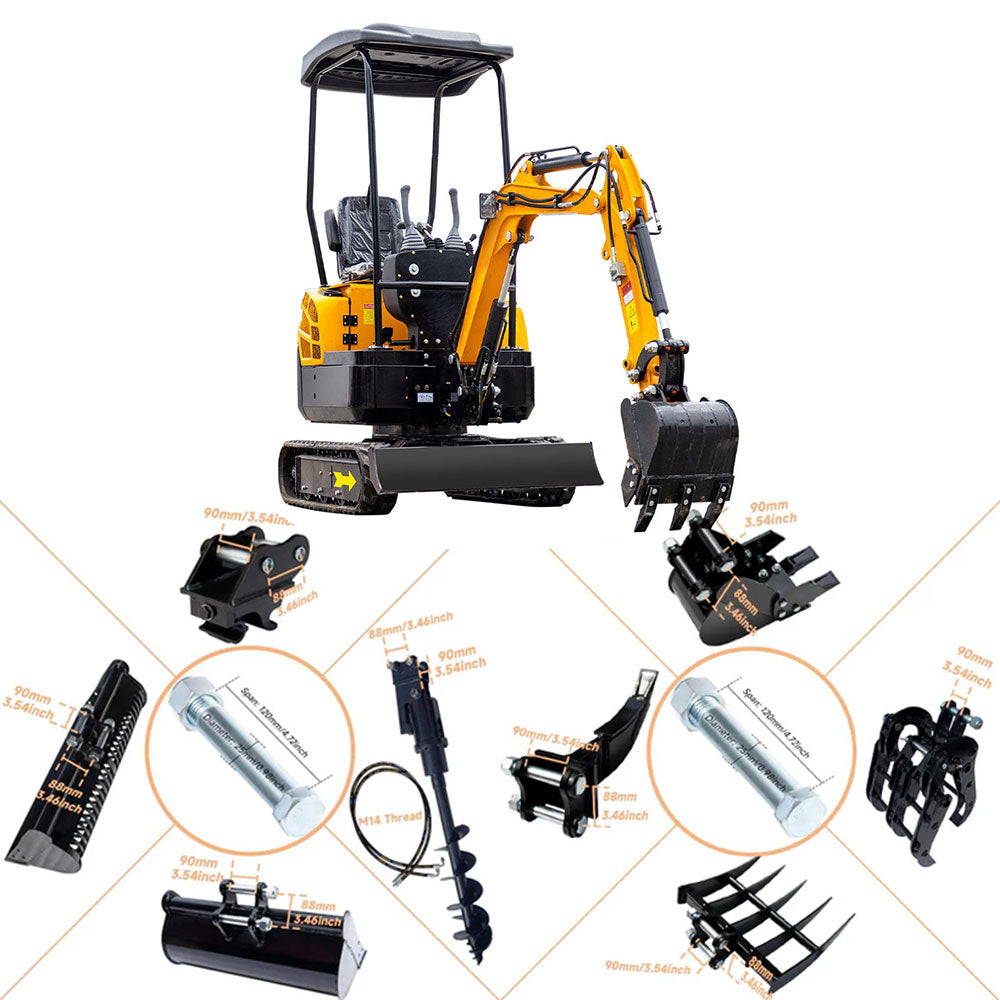 MMS MS13 1.3-Ton Mini Excavator – 13.5 HP Gas with Thumb Clip