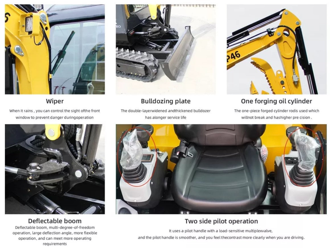 MACHPRO MP46 2-Ton Mini Excavator – 33.5 HP EPA Engine, Cab